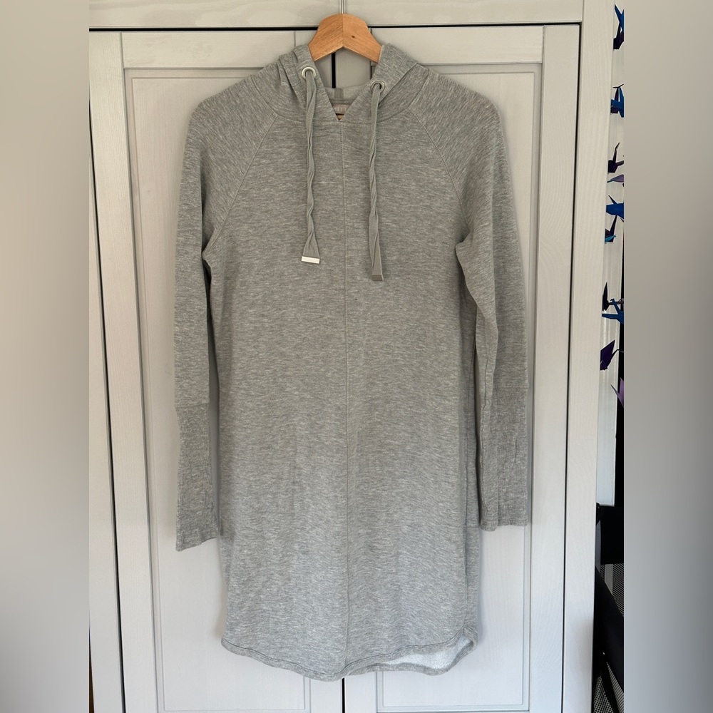 Athleta Gray Hooded Sweatshirt Dress